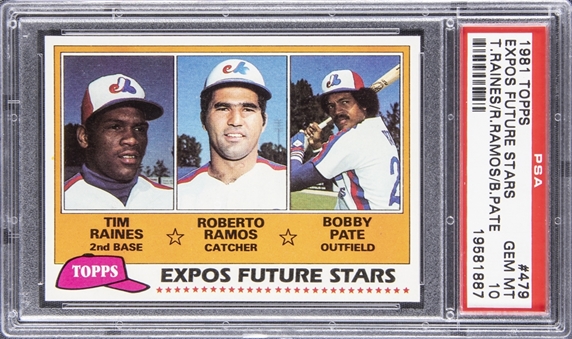 1981 Topps "Expos Future Stars" #479 Tim Raines Rookie Card - PSA GEM MT 10 